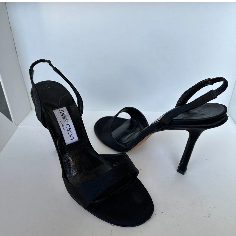 jimmy choo black heels size 38.5 slingback open toe heels